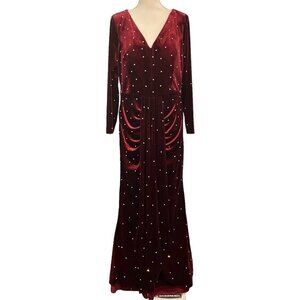 Legenda Velvet Gown Dress Burgundy Rhinestone UK 20 US 16 Mother Of The Bride